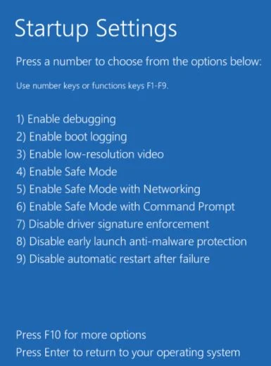 Boot in Safe Mode Windows 10 1