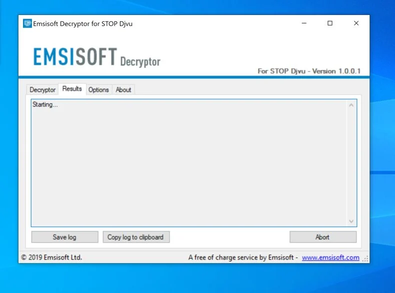 Emsisoft Decryptor for STOP Djvu Scan