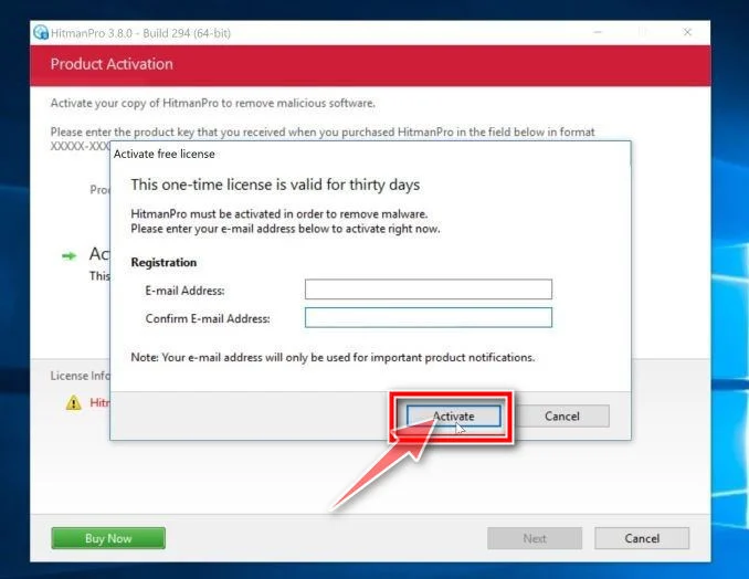 HitmanPro Free Activation Step 2