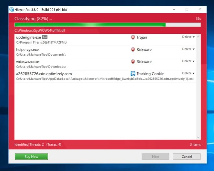 HitmanPro Scanning Windows