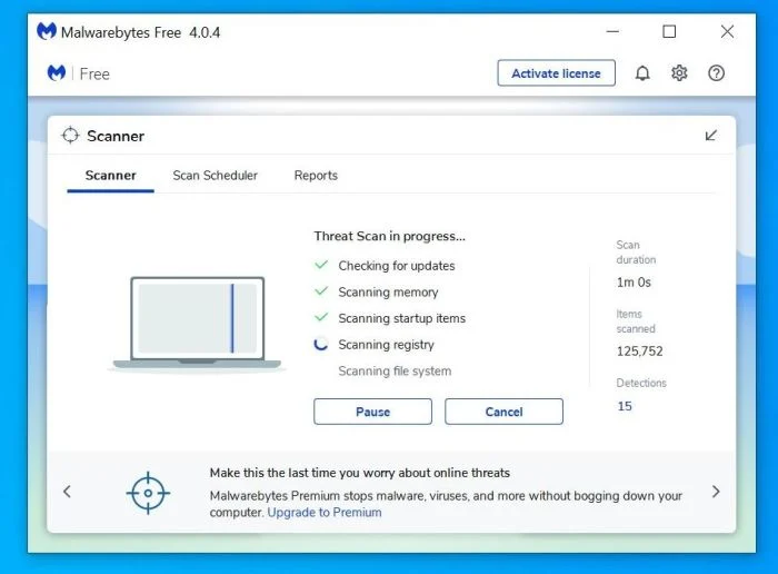 Malwarebytes Scanning Windows PC