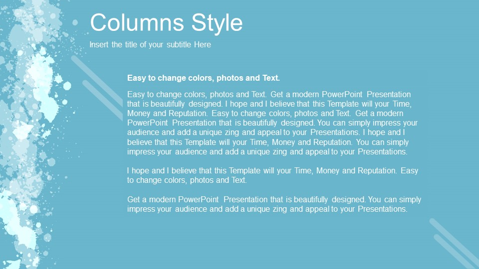 PP Theme: Water Colored Splashes PowerPoint Template Free Download